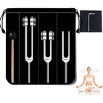 ZHIYUEJING tuning forks for healing set featuring three metallic frequencies in front view