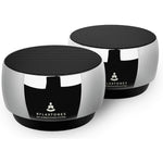 Rylaxtones MS-8 electronic Tibetan singing bowl meditation system front view displaying the premium metal acoustic chamber