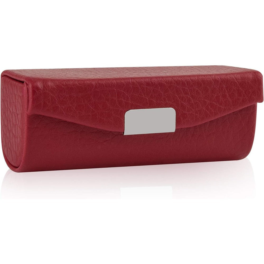 Beautyflier PU leather lipstick case in red lychee pattern front view