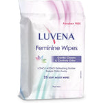Luvena Feminine Wipes 25 count front pack view for intimate hygiene.