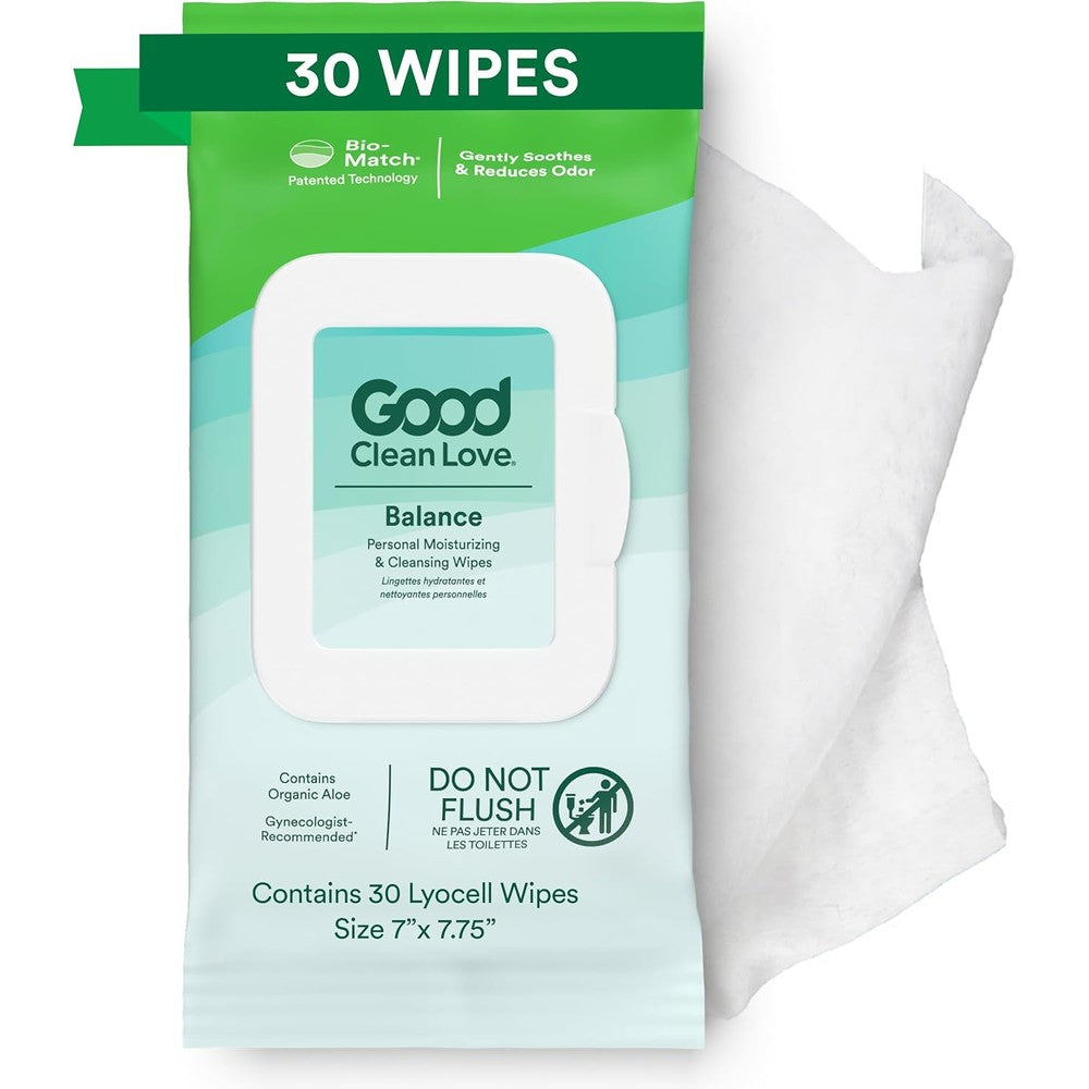 Authentic USA imported Good Clean Love pH-balanced wipes for women's personal care.