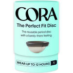 Cora Menstrual Disc Charcoal Perfect Fit front view medical grade silicone.