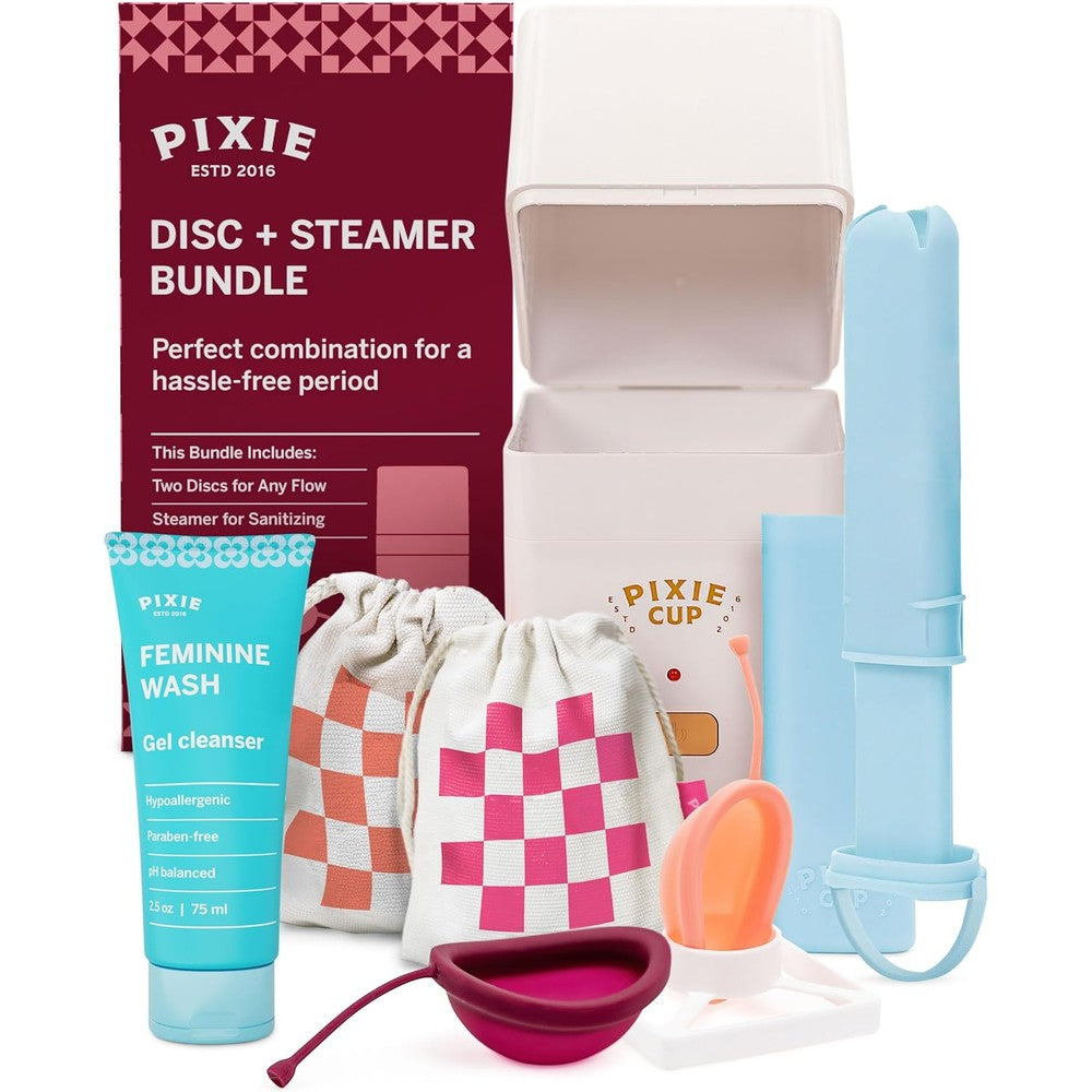 Pixie Cup Menstrual Disc Collection full kit front view for eco-friendly period care.