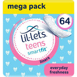 Lil-Lets Teens Liners 64 count front pack view for girl's first period protection.