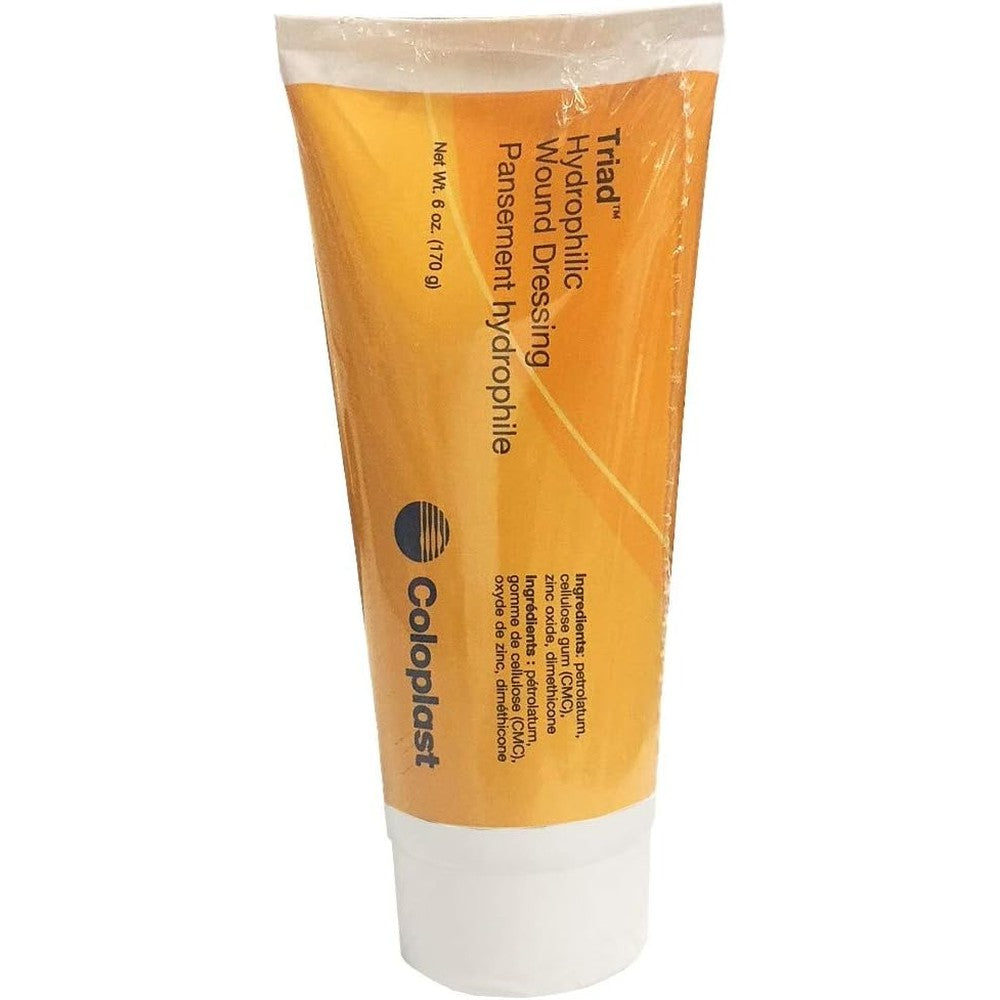 Coloplast Triad Hydrophilic Wound Dressing 6 Ounce tube front view for medical wound care.