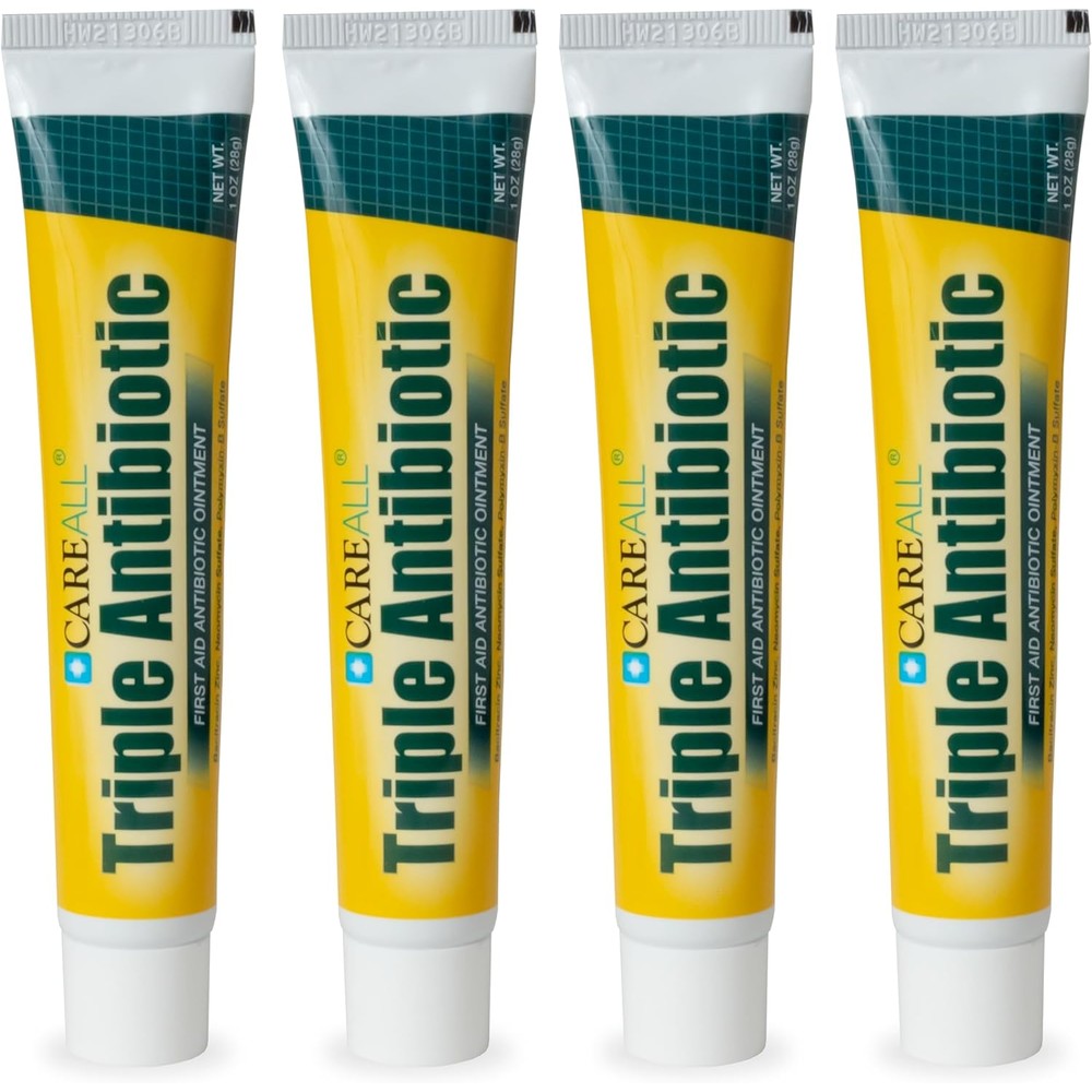 CareAll Triple Antibiotic Ointment front view pack of four tubes for first aid protection
