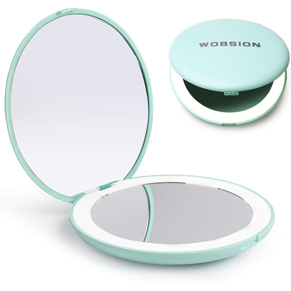 Wobsion LED Lighted Travel Makeup Mirror front view