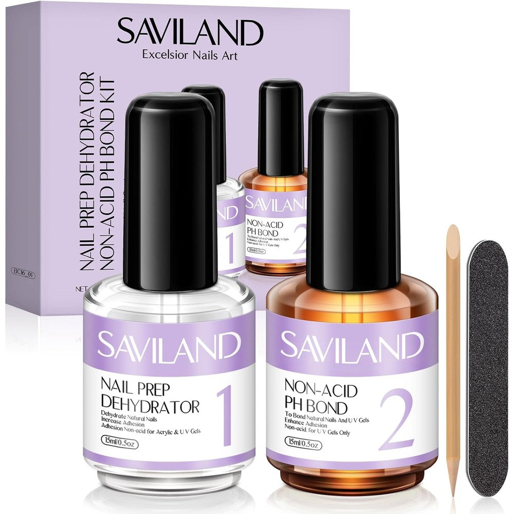 Saviland Nail Dehydrator and Primer set front view on white background