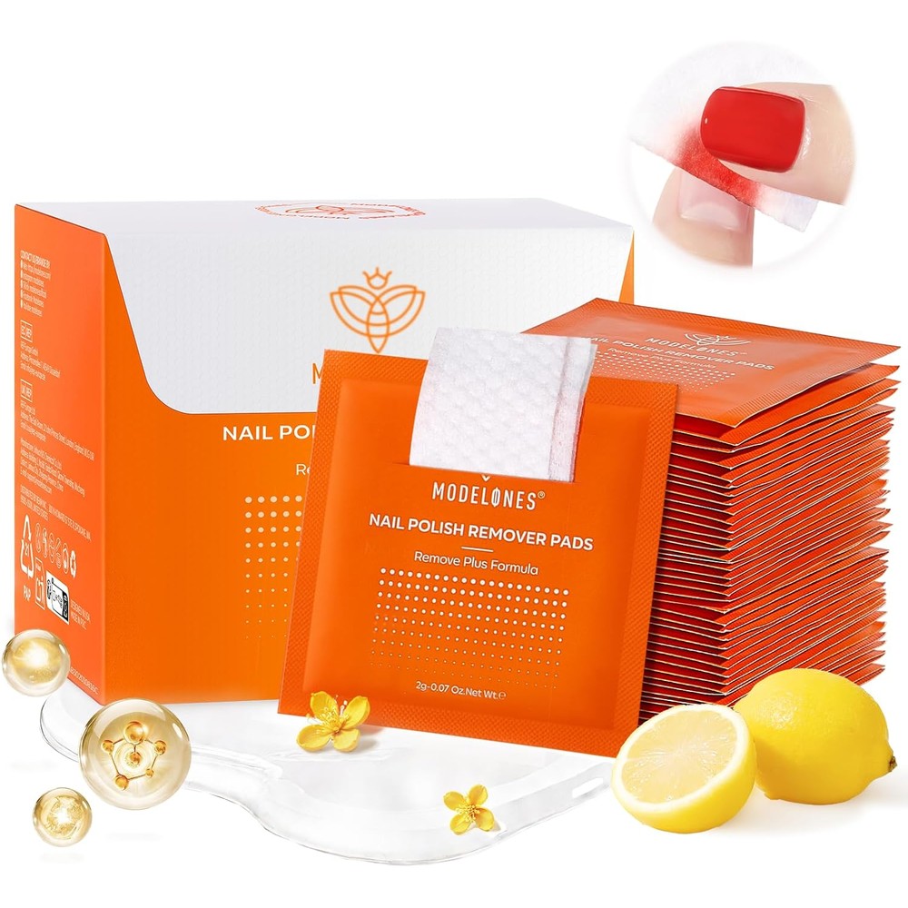 Modelones nail polish remover pads front view packaging