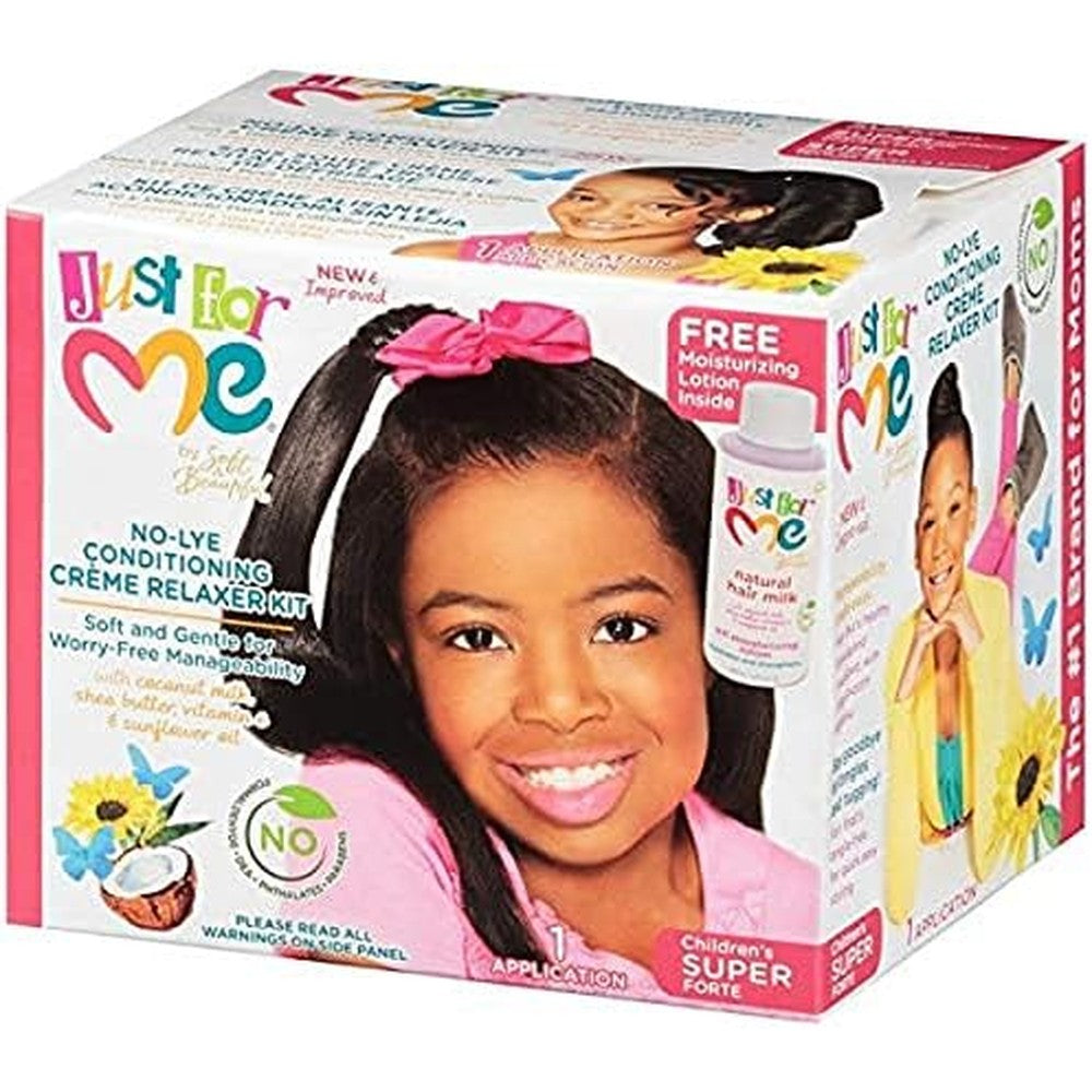Just For Me No-Lye Conditioning Creme Relaxer Super Kit front view hair texture system
