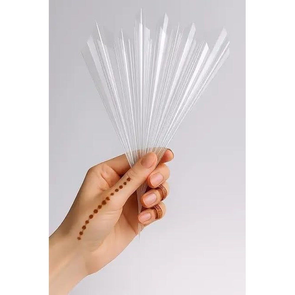 Hiredit Henna Empty Cones front view pre rolled transparent cellophane wrappers for mehndi