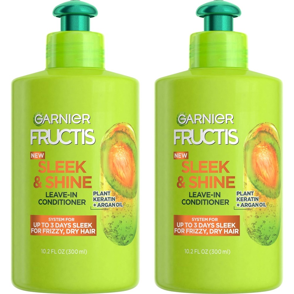Garnier Fructis Sleek and Shine Leave In Conditioning Cream twin pack front view