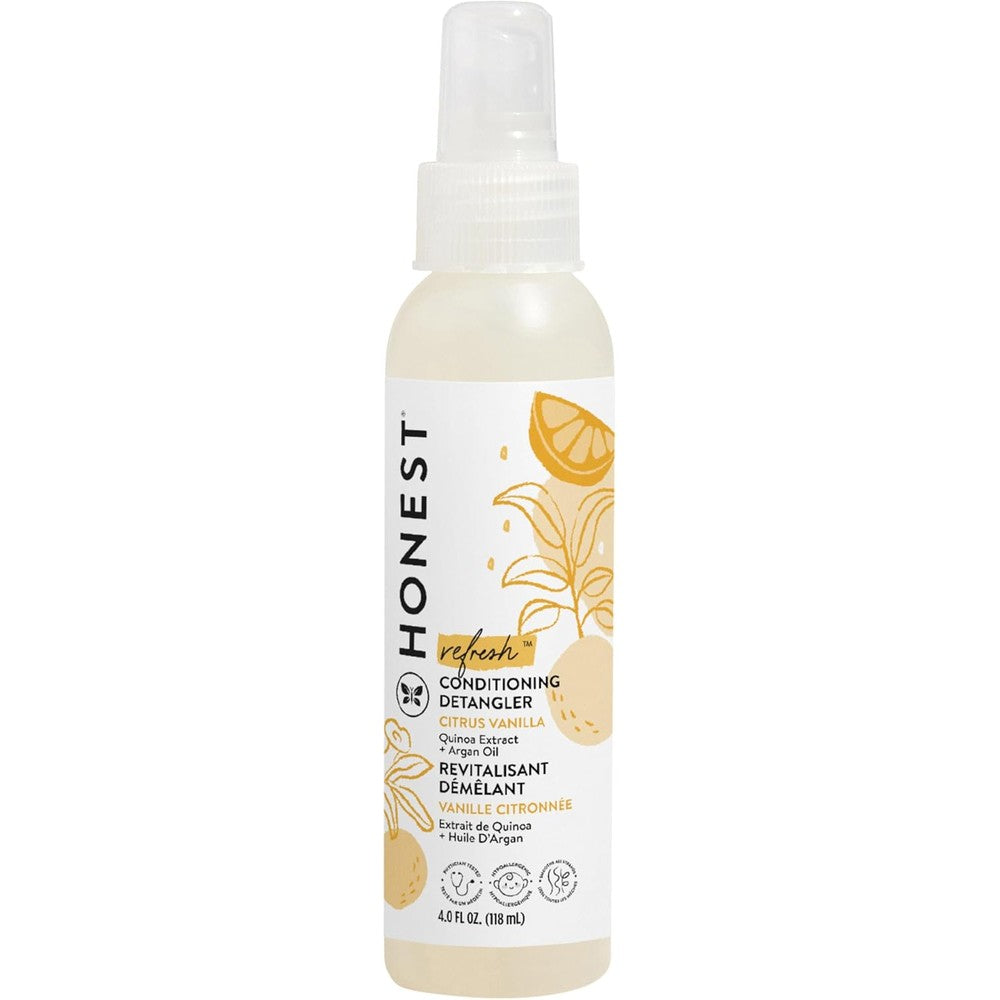 The Honest Company conditioning hair detangler citrus vanilla bottle front view