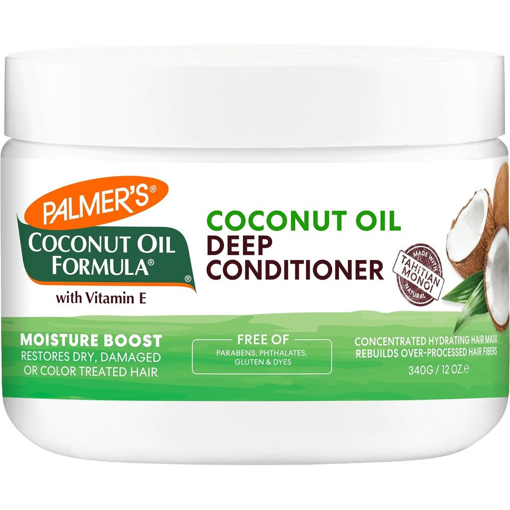 Palmer's Coconut Oil Formula Moisture Boost Deep Hair Conditioner 12 Fluid Ounce front view jar for dry hair repair.