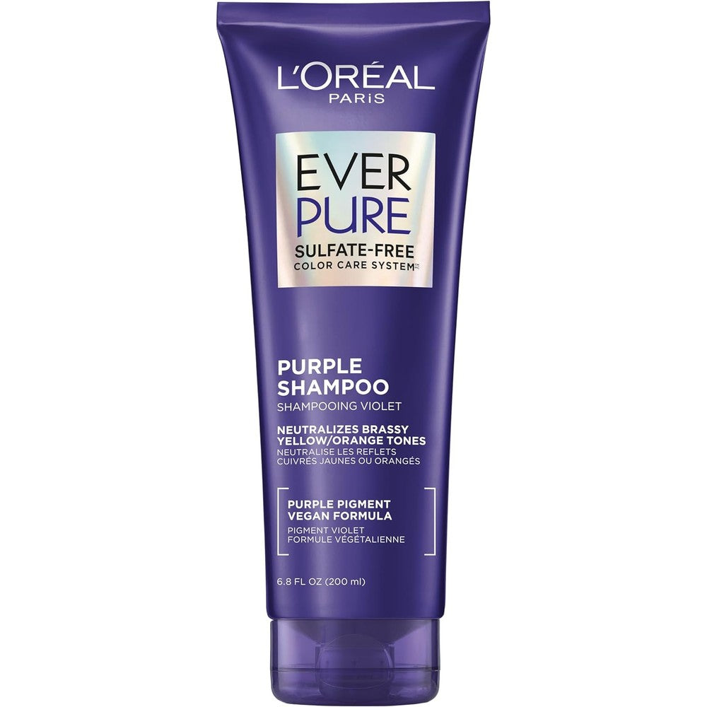 L'Oreal Paris EverPure Brass Toning Purple Shampoo 6.8 Fluid Ounce front view
