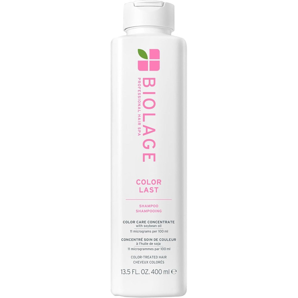 Biolage Color Last Shampoo 13.5 Fluid Ounces front view bottle packaging for color treated hair protection