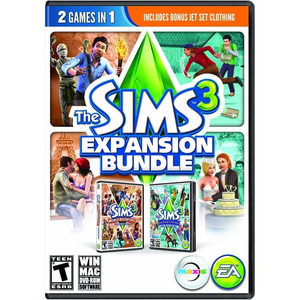 Electronic Arts The Sims 3 Expansion Bundle front view authentic imported video game pack