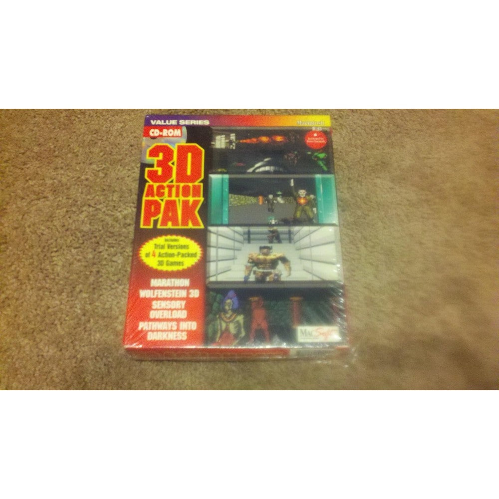 MacSoft 3D Action Pak retro video game compilation front view retail box