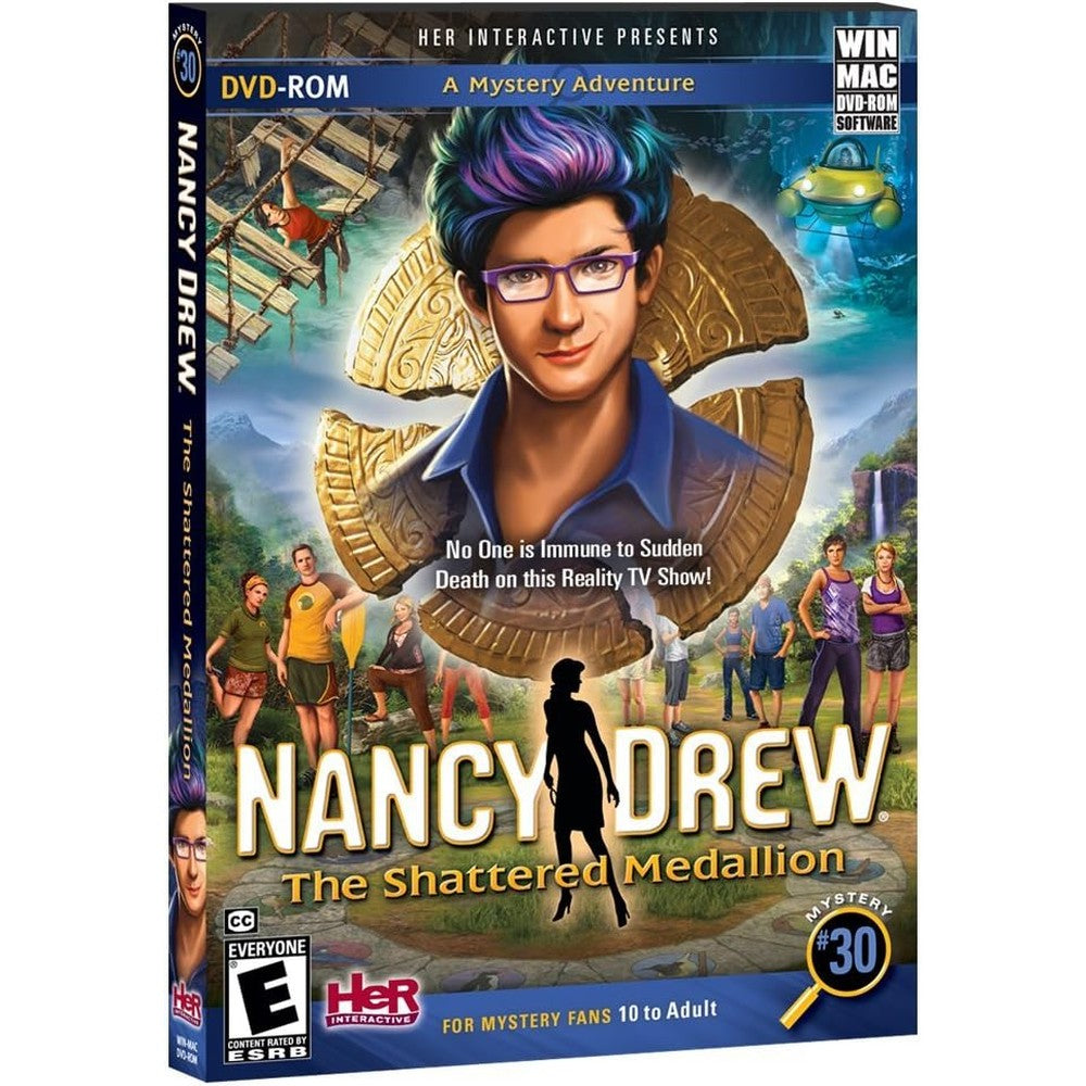 Her Interactive Nancy Drew The Shattered Medallion front cover view of the mystery computer game.