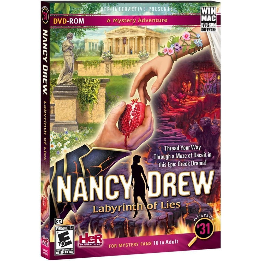 Her Interactive Nancy Drew Labyrinth of Lies front view of the official retail box artwork featuring a Greek temple theme.