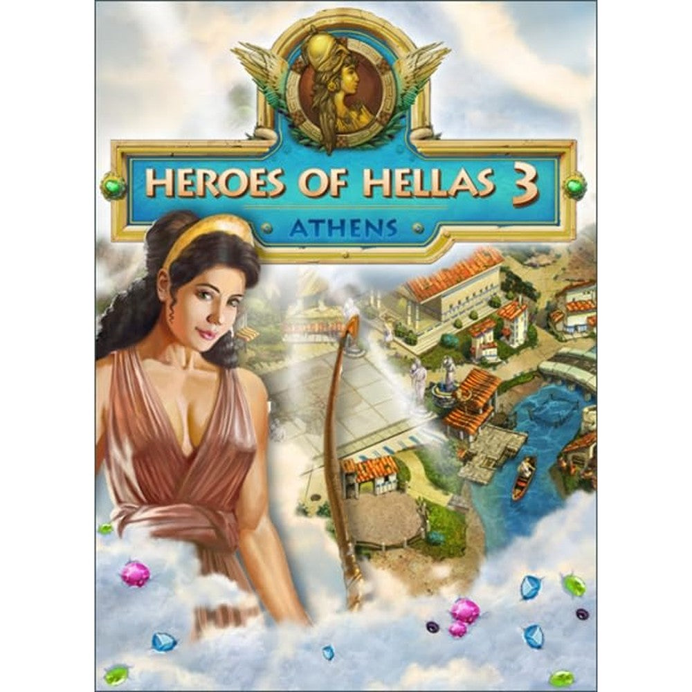 Alawar Entertainment Heroes of Hellas 3 Athens digital download front cover graphics depicting ancient Greek gods.