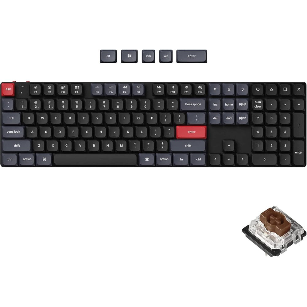 Keychron K5 Pro ultra-slim wireless mechanical keyboard front view displaying full-size 108 keys layout