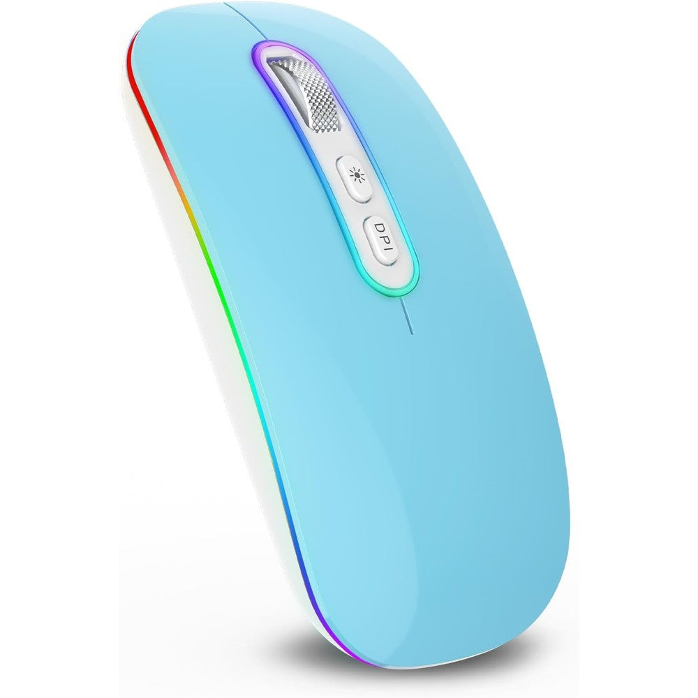 Cimetech M01 wireless mouse in blue showing the sleek front view layout.