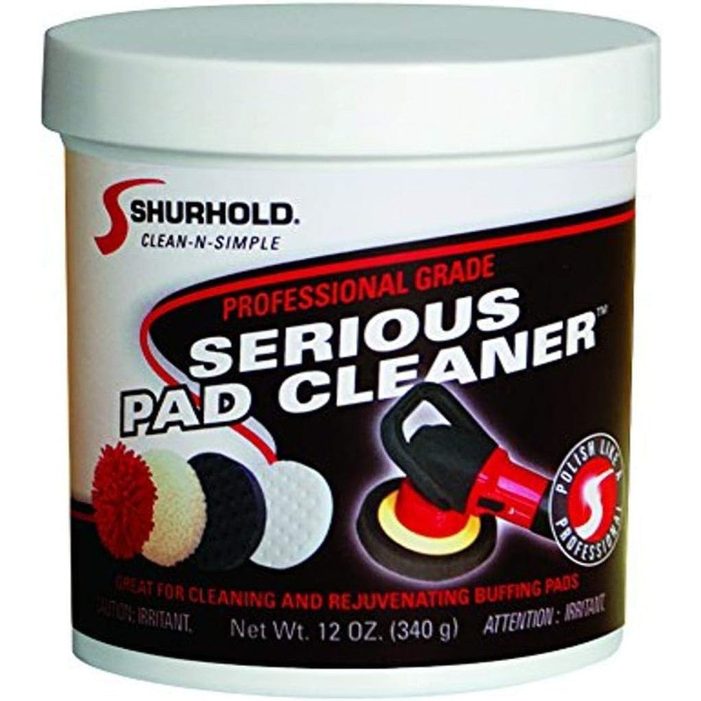 Shurhold Serious Pad Cleaner twelve ounce jar front view professional detailing pad rejuvenation powder