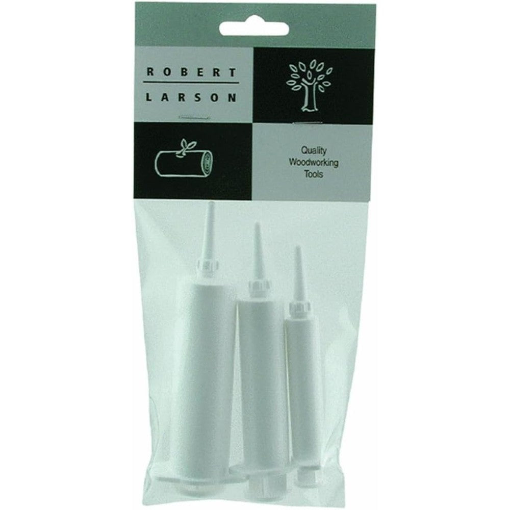 Robert Larson Handyman Syringes 3-pack set front view for woodworking glue application.