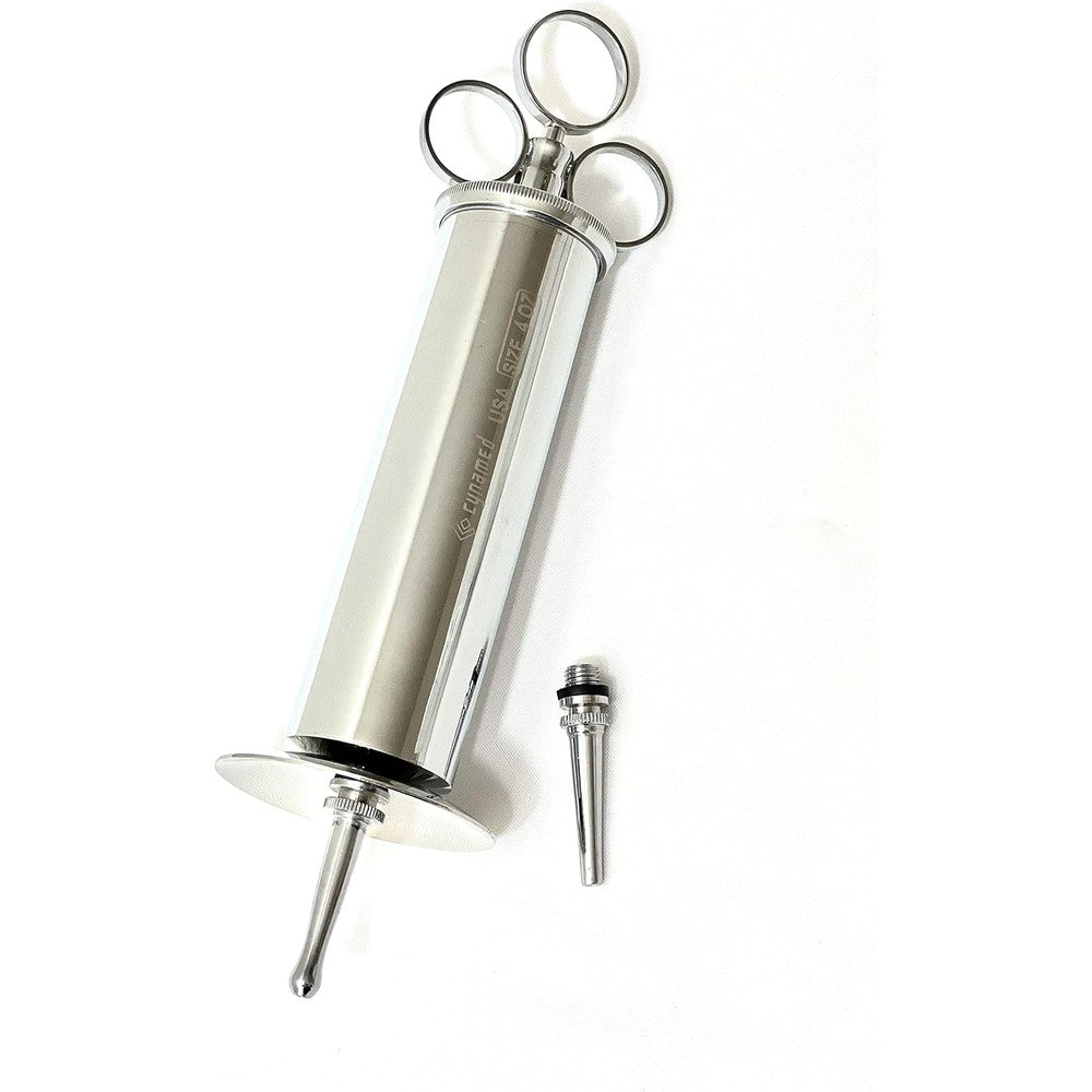DDP Ear Wax Removal Syringe 4 Ounce front view professional metal irrigator.