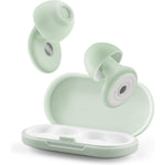 OSOF soft ear plugs for sleeping front view showing the bean green silicone design