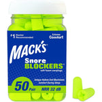 Mack's Snore Blockers Soft Foam Earplugs 50 Pair front view packaging