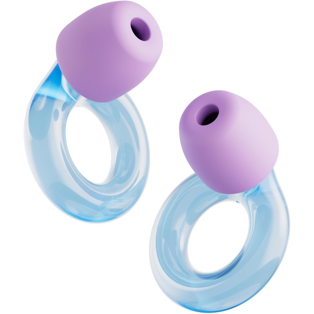 Loop Engage Kids 2 ear plugs front view in blue and purple color scheme for noise relief