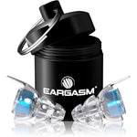 Eargasm High Fidelity Earplugs transparent silicone shells with signature blue filters front view