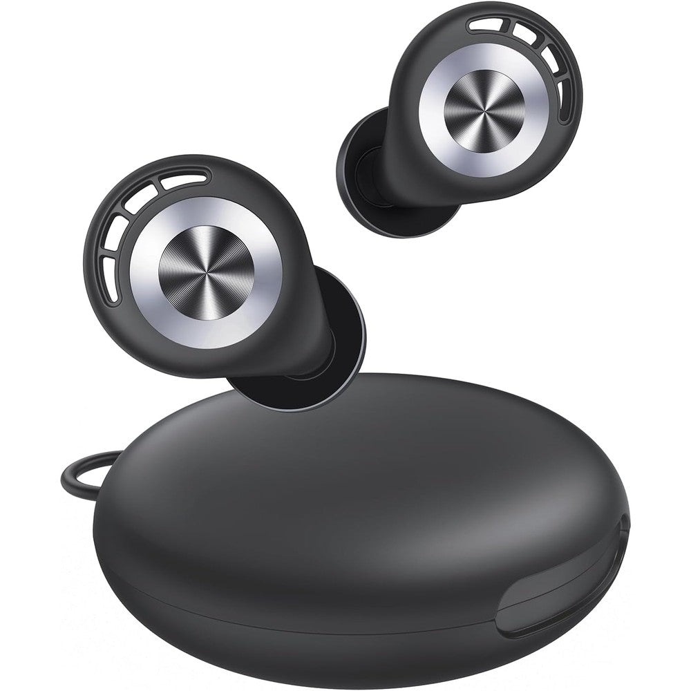TOAPEX noise cancelling ear plugs for sleeping front view showing black silicone design