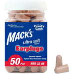 Mack's Ultra Soft Foam Earplugs 50 pair jar front view for noise reduction.