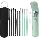 Voitead 12 Piece Earwax Removal Kit front view with leather storage pouch