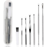 BetyBedy 7 Piece Ear Pick Earwax Removal Kit front view in silver storage case.