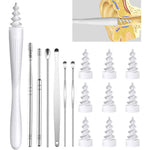 Toeah ear wax removal tool kit front view showing white spiral handle and replacement heads