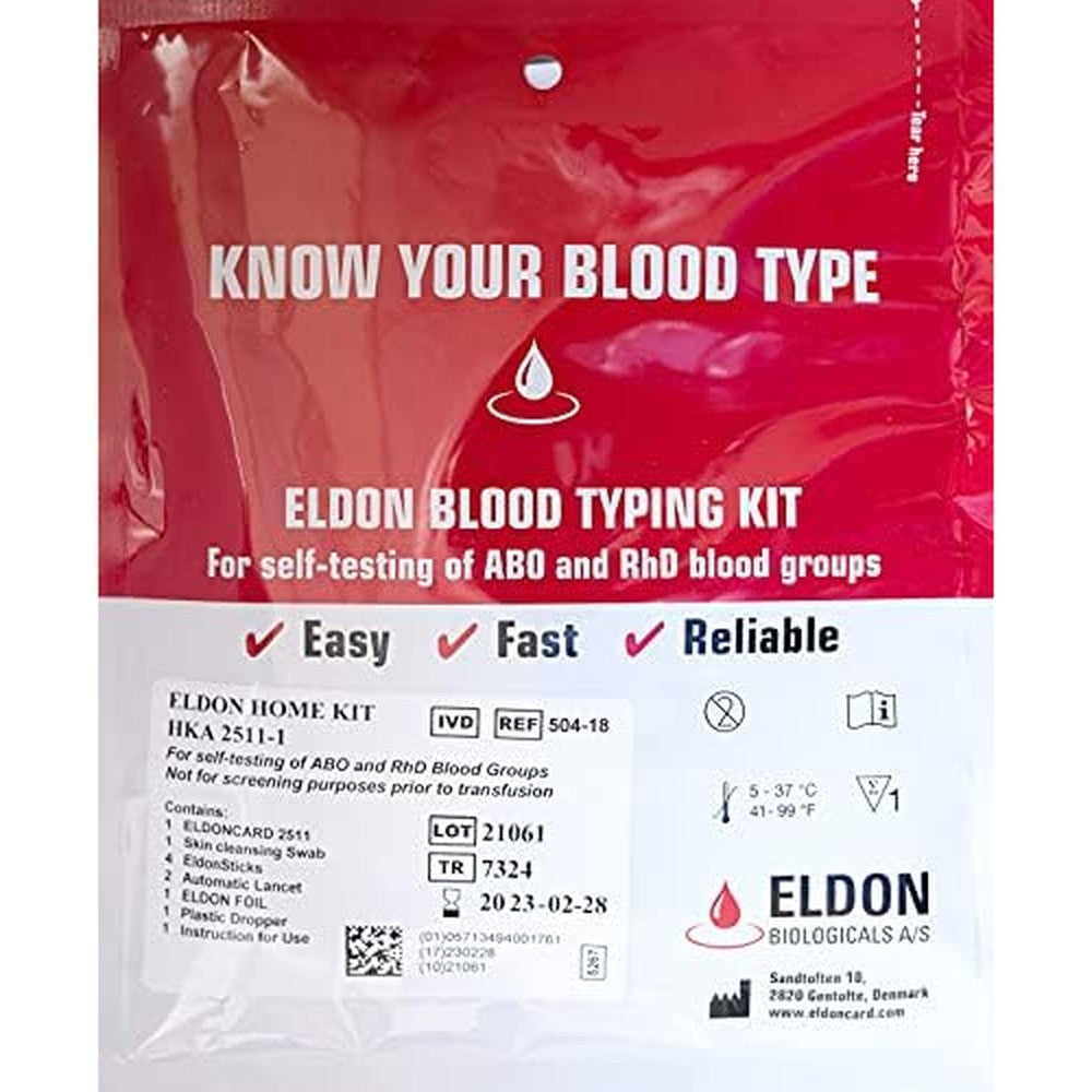 Right For Your Type home blood typing kit front view packaging for accurate self testing