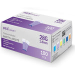 Medt Pressure Activated Safety Lancets 100 pack front view packaging