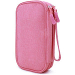 eYistar diabetic supplies travel case organizer front view in pink showing double layer design