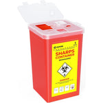 AUVON 1 quart sharps container with red puncture resistant body and white split lid