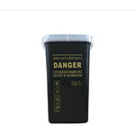 HOTWE Portable Sharps Container front view of the 1-liter black needle disposal bin for salons.