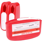 IBD Medical Glucology Travel Sharps Disposal Container front view showing red biohazard bin.
