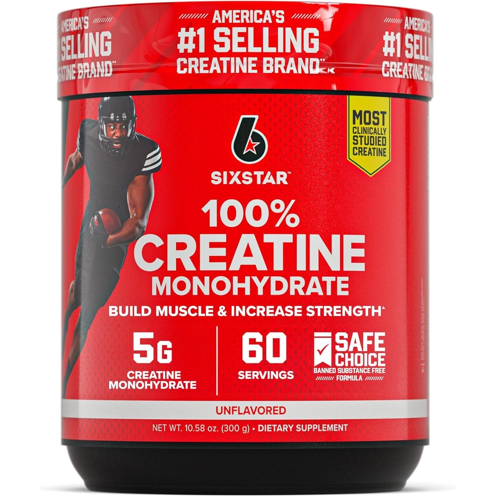 Six Star 100 Percent Creatine Monohydrate front view jar