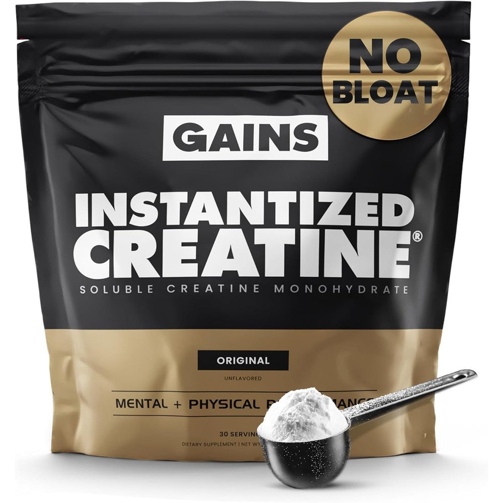 Gains in Bulk Instantized Creatine Monohydrate powder container front view