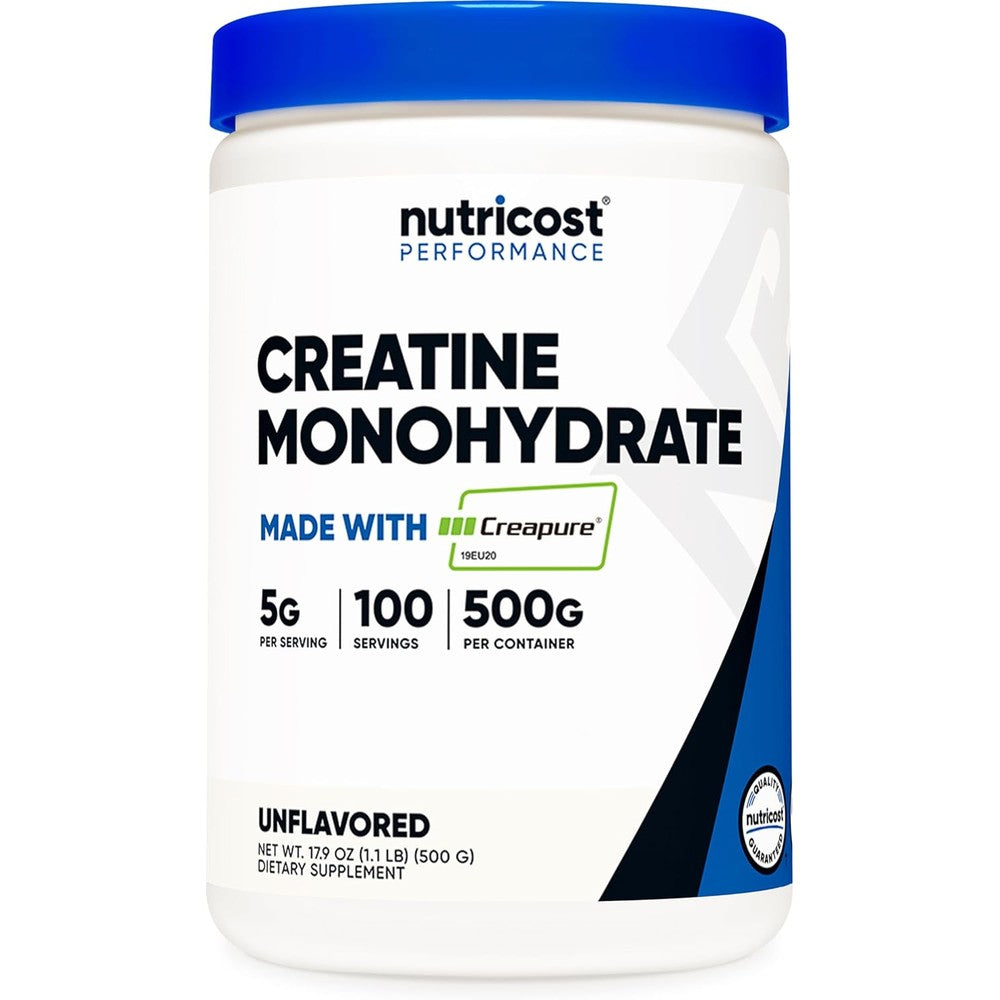 Nutricost Creapure Creatine Monohydrate 500g front view container