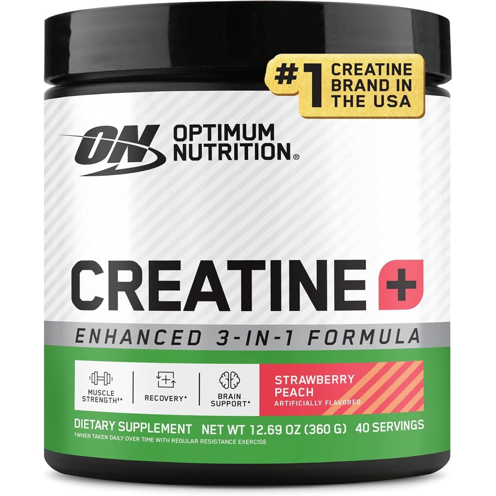 Optimum Nutrition Creatine Plus Strawberry Peach front view
