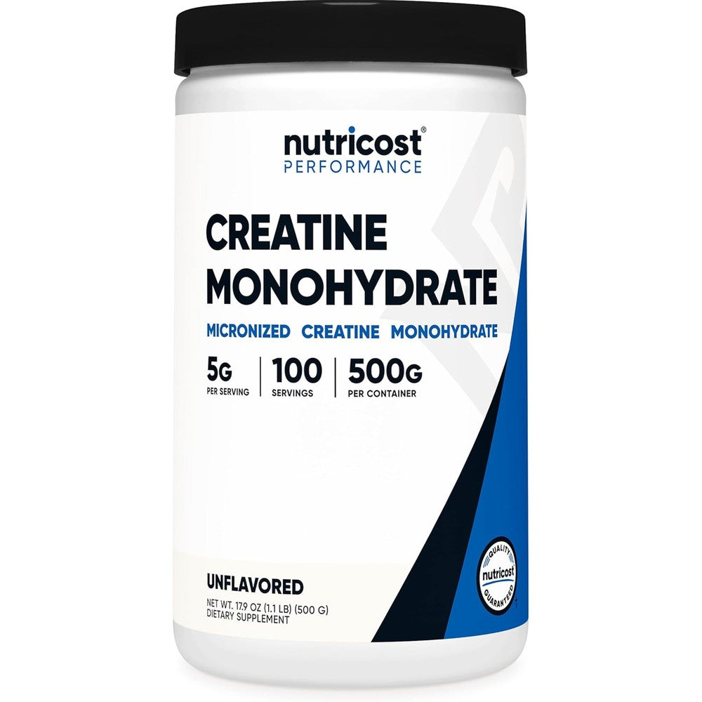Nutricost Creatine Monohydrate Micronized Powder front view container for muscle performance